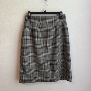60s/70s Vintage Houndstooth Plaid Wool Blend Pencil Skirt